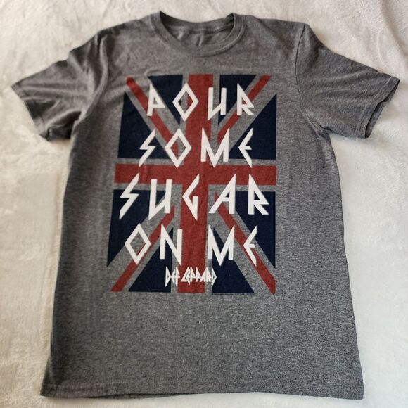 Def Leppard Pour Some Sugar On Me Gray Tshirt With Graphics Size Medium - Picture 1 of 6